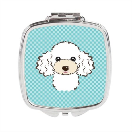 Carolines Treasures Checkerboard Blue White Poodle Compact Mirror- 2.75 x 3 x .3 In. BB1195SCM